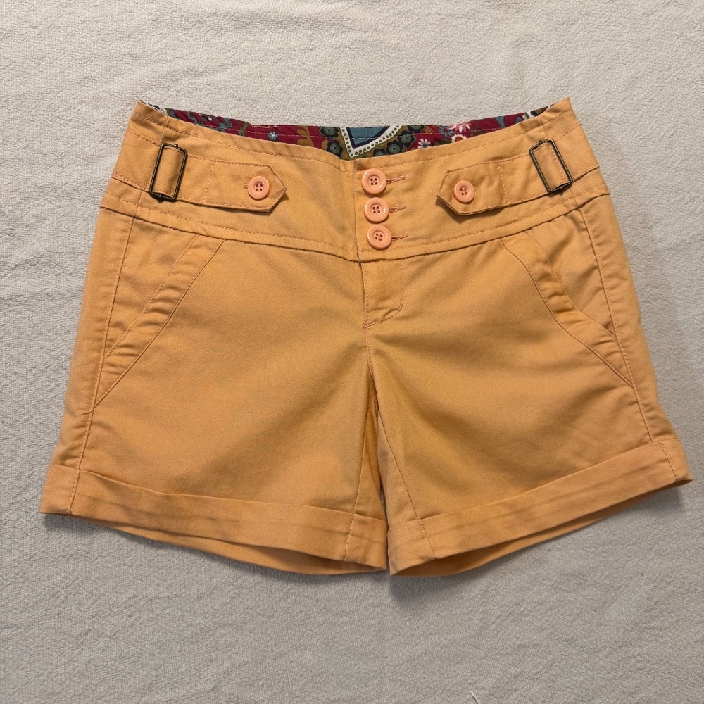 Women's Juniors Size 3 Copper Key Cotton-Blend Zip and Button-Up Cuffed Shorts